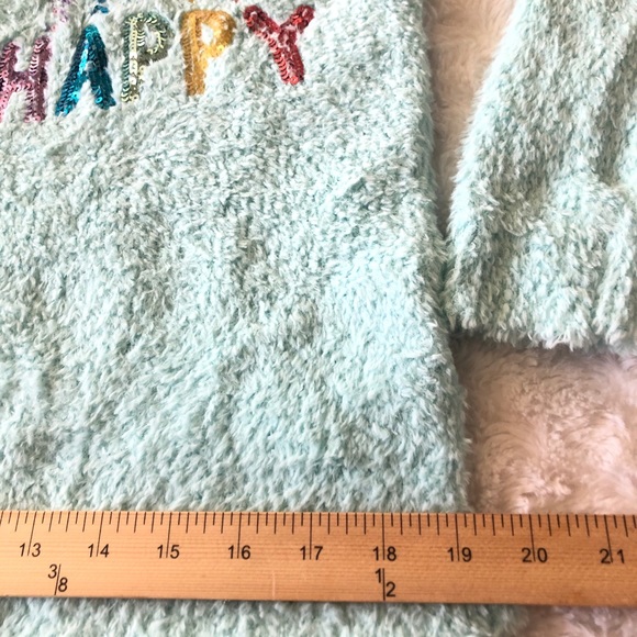 Justice Girls Sparkly Fuzzy Aqua Blue Sweater NEW Size 20 - Picture 5 of 11